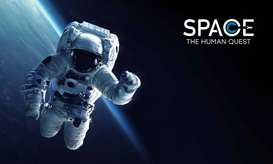 Astronaut in de ruimte met Space - The Human Quest Astronaut in de ruimte met Space - The Human Quest